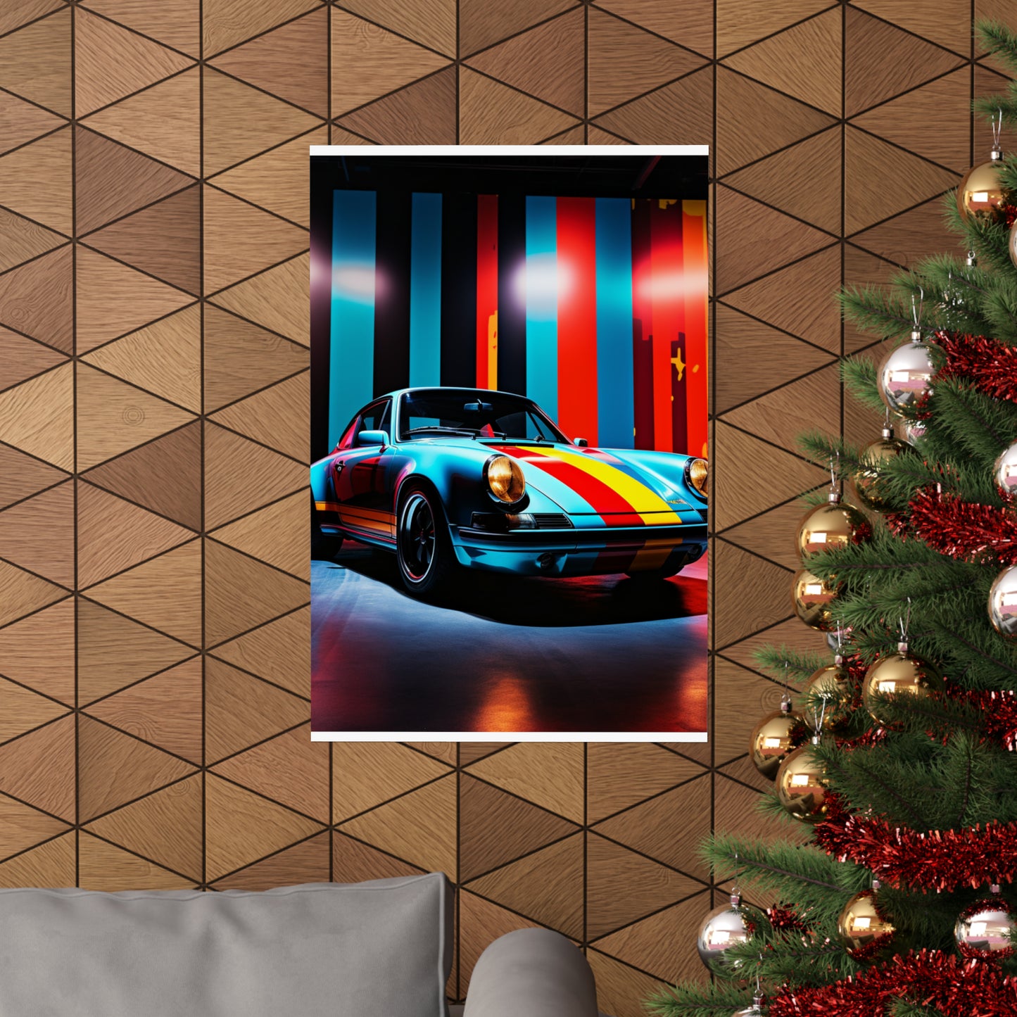 Premium Matte Vertical Posters Macro American Flag Porsche 3