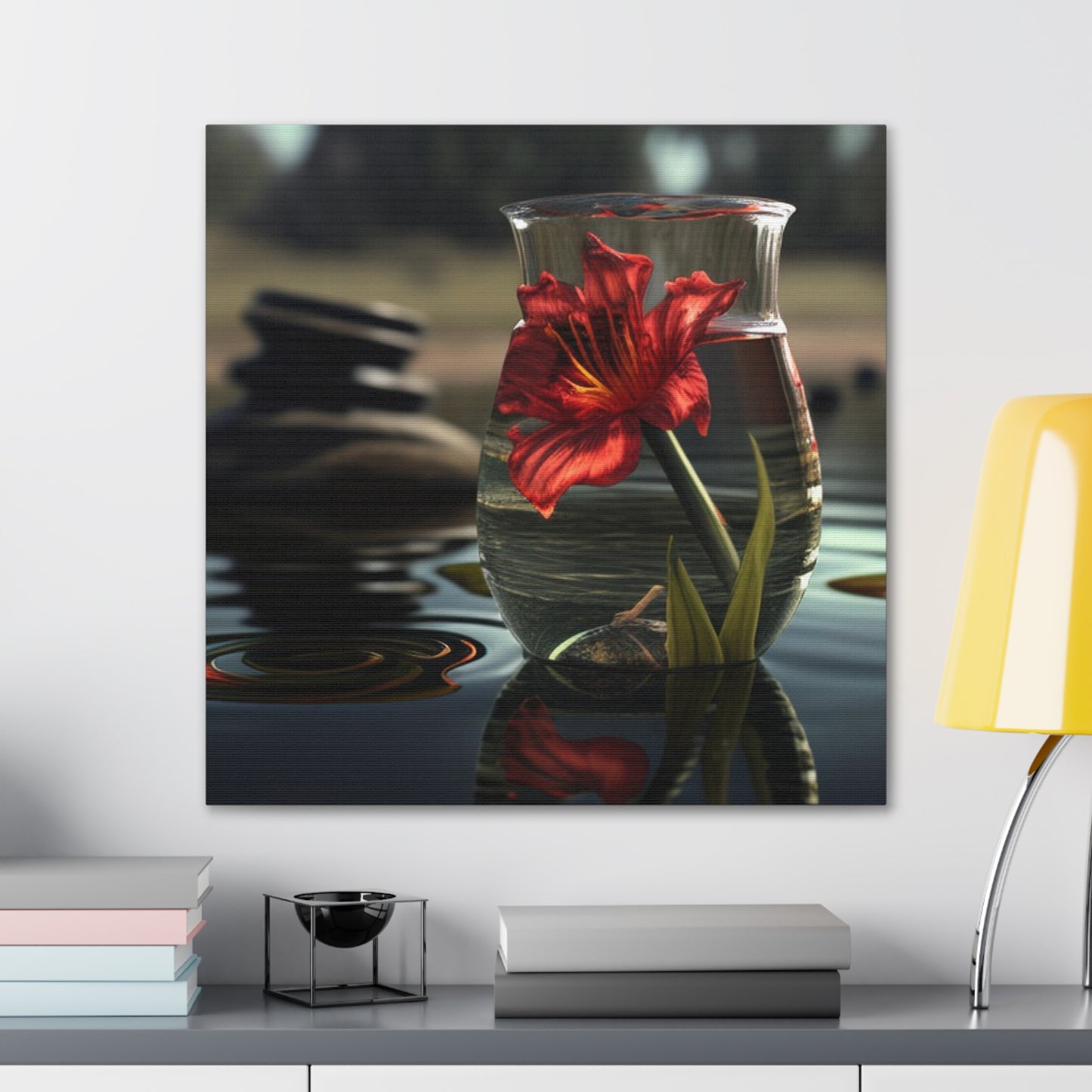 Canvas Gallery Wraps Red Lily in a Glass vase 4