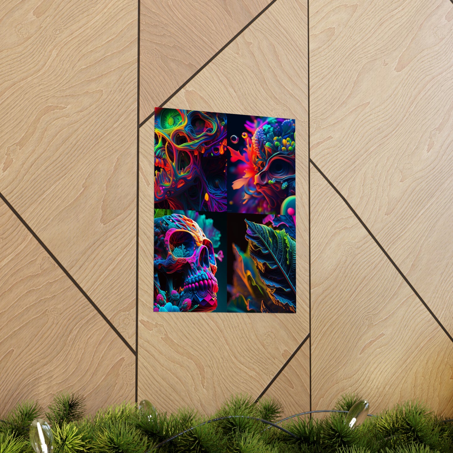 Premium Matte Vertical Posters Florescent Skull Death 5