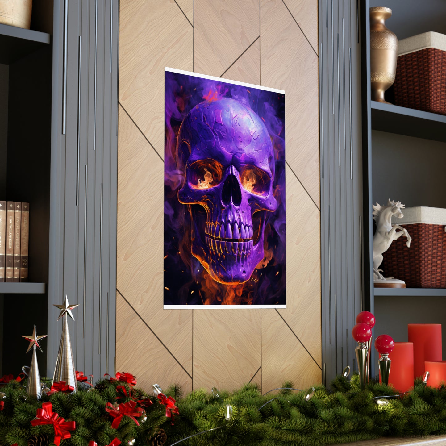 Premium Matte Vertical Posters Skull Flames 1