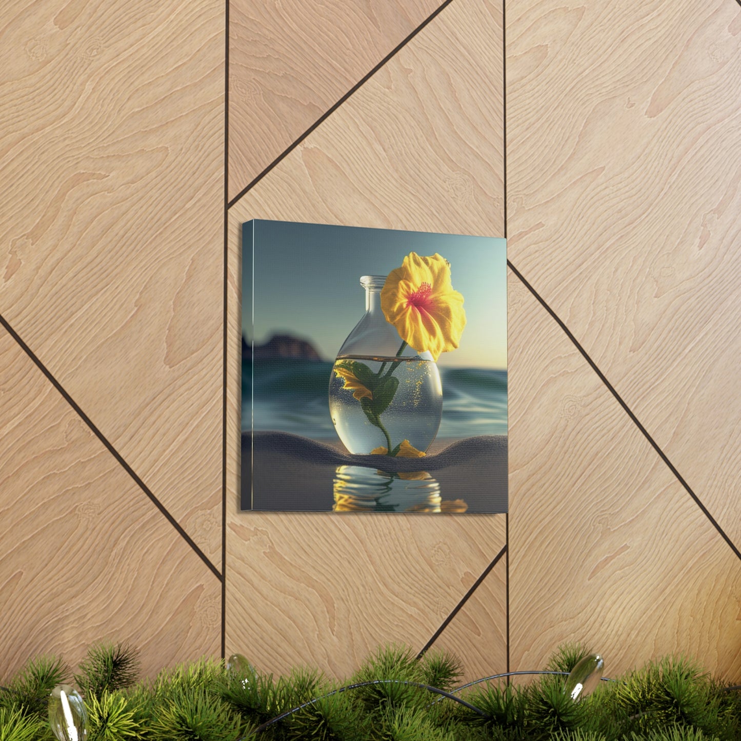 Canvas Gallery Wraps Yellow Hibiscus glass 2
