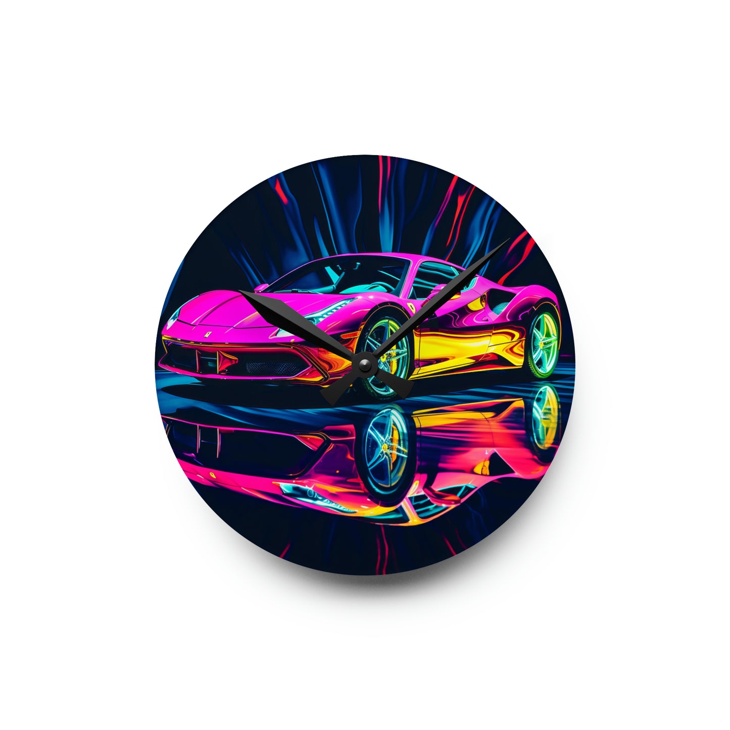 Acrylic Wall Clock Pink Macro Ferrari 3