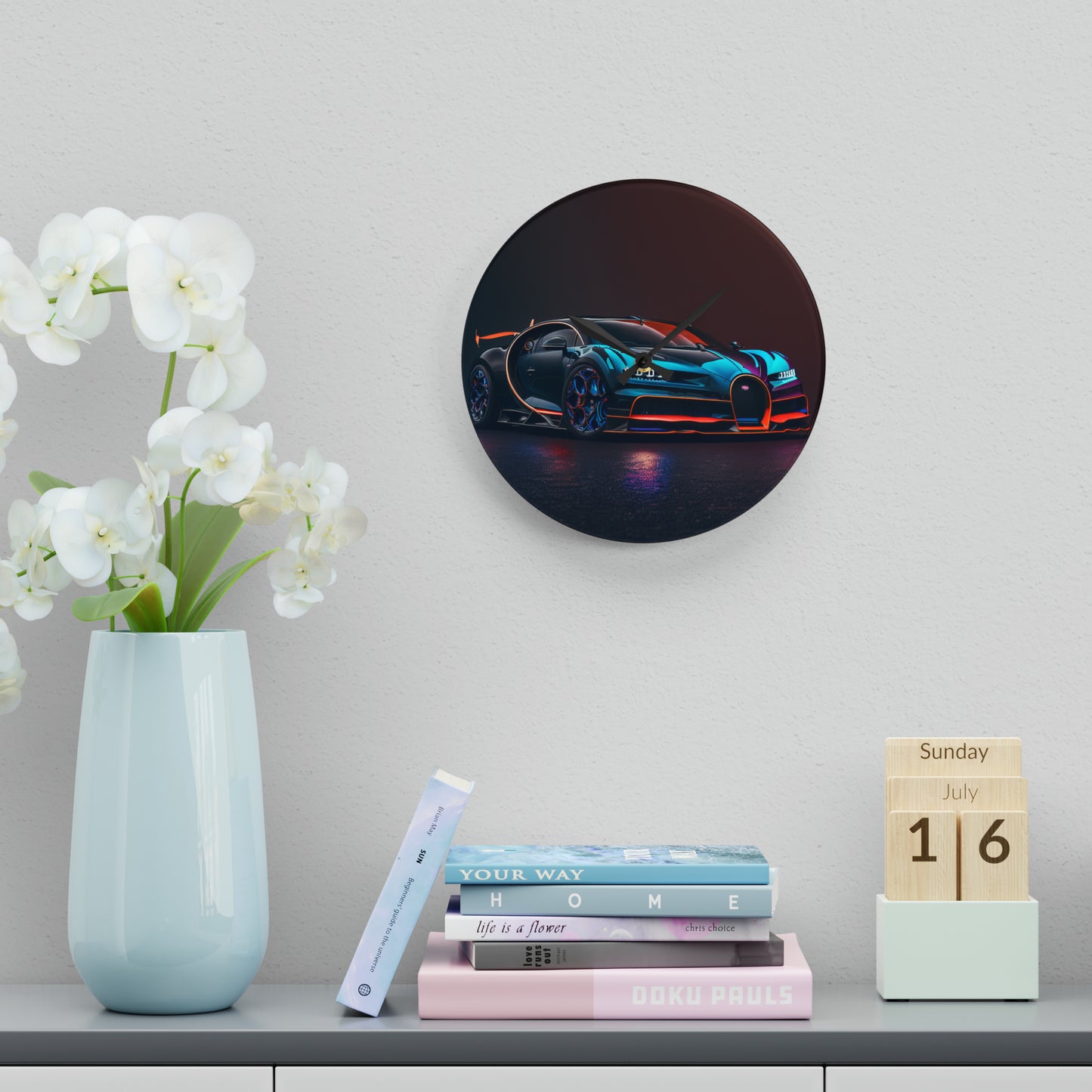 Acrylic Wall Clock Bugatti Chiron Super 1