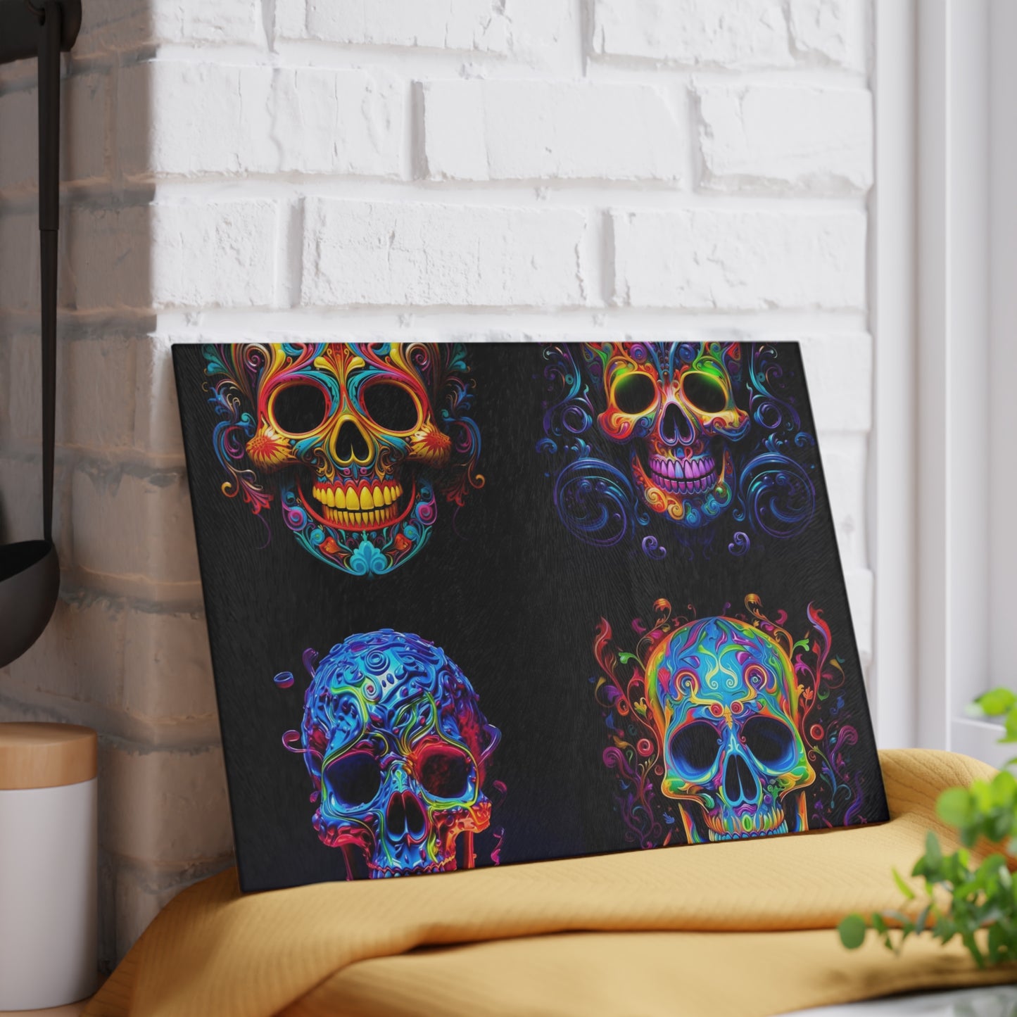 Glass Cutting Board Macro Skull Color 5