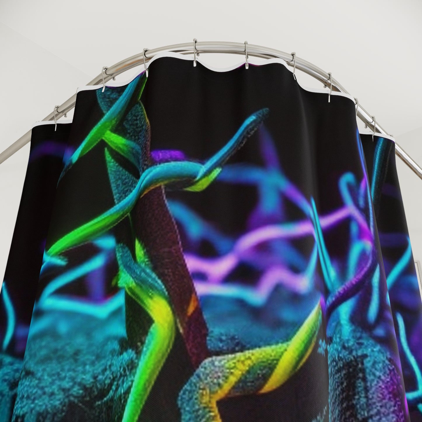Polyester Shower Curtain Macro Neon Barbs 3