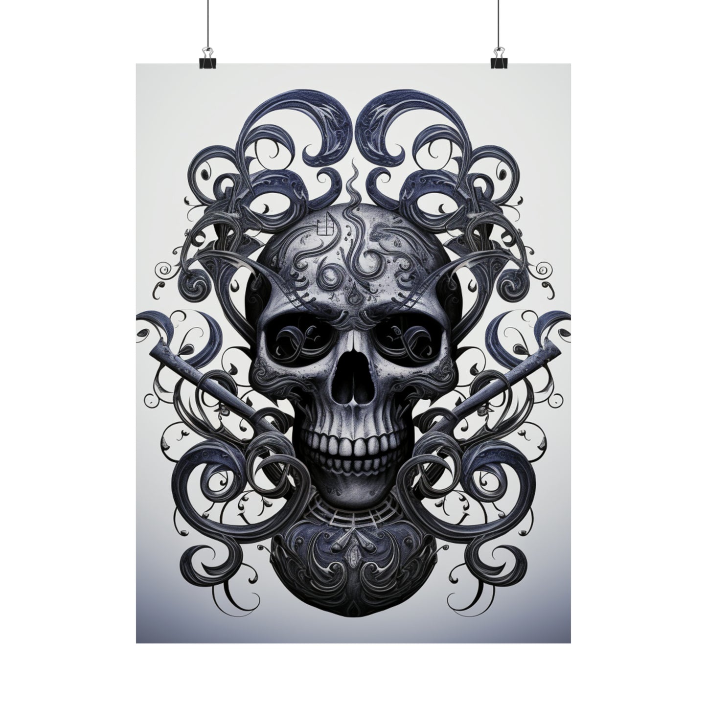 Premium Matte Vertical Posters Skull Treble Clef 1