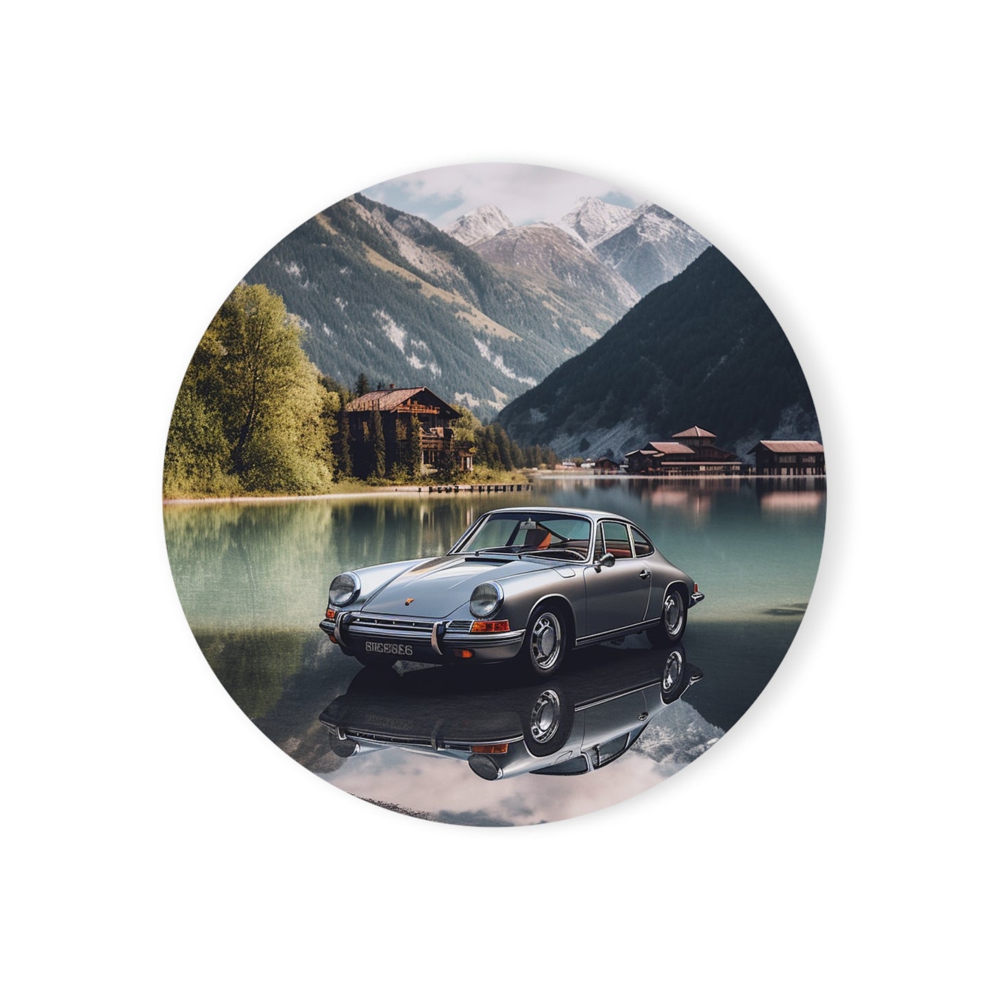 Cork Back Coaster Porsche Lake 2