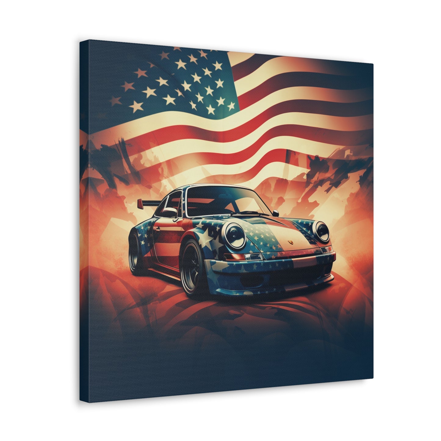 Canvas Gallery Wraps Abstract American Flag Background Porsche 4