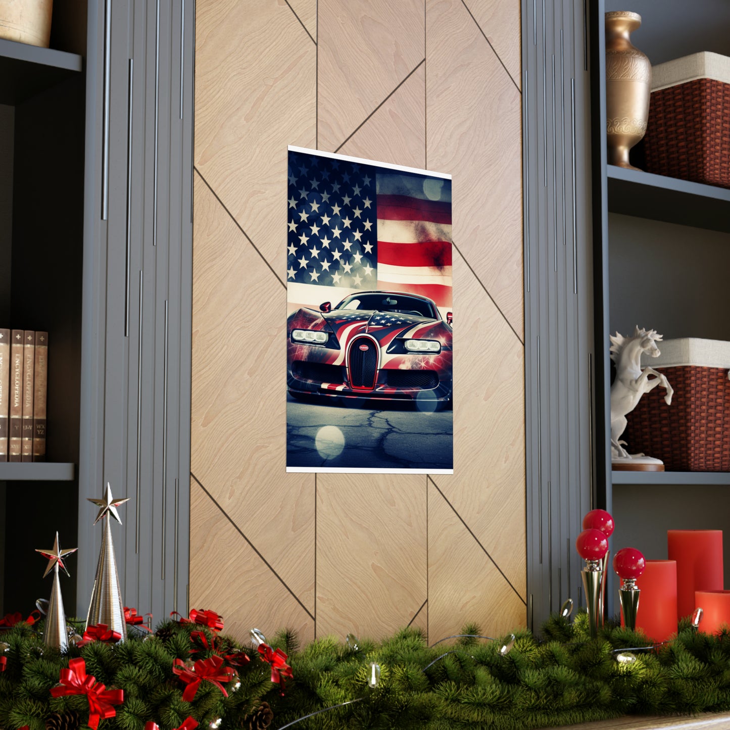 Premium Matte Vertical Posters Abstract American Flag Background Bugatti 1