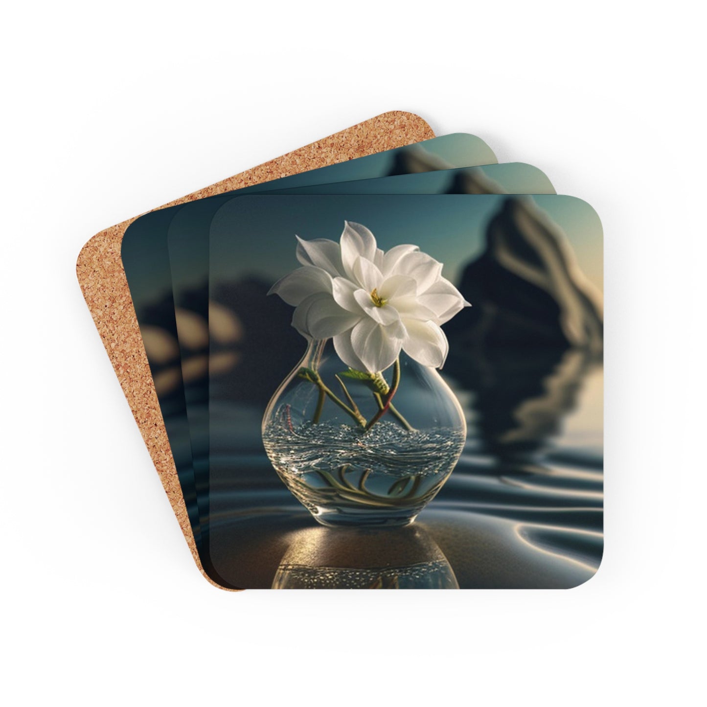 Corkwood Coaster Set Jasmine glass vase 4