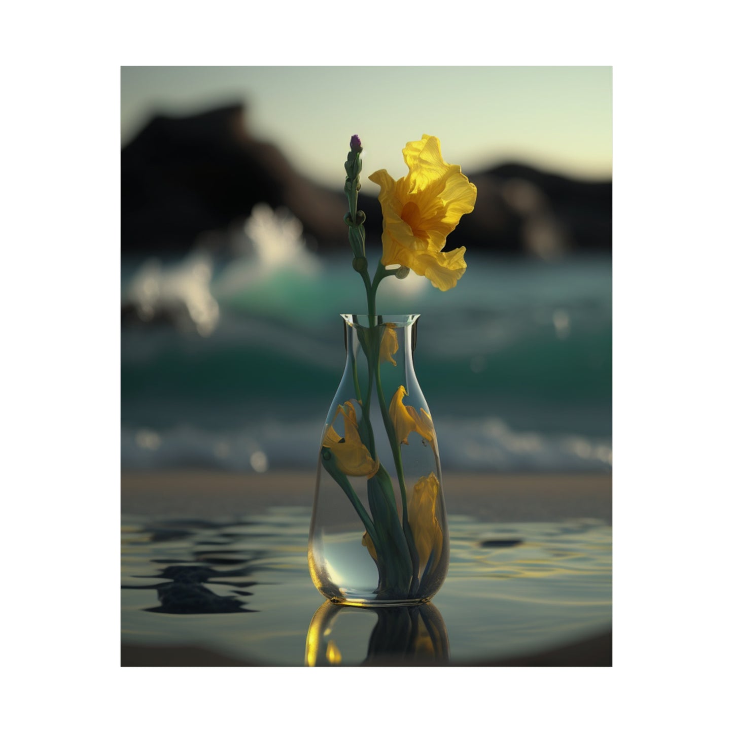 Premium Matte Vertical Posters Yellow Gladiolus glass 2