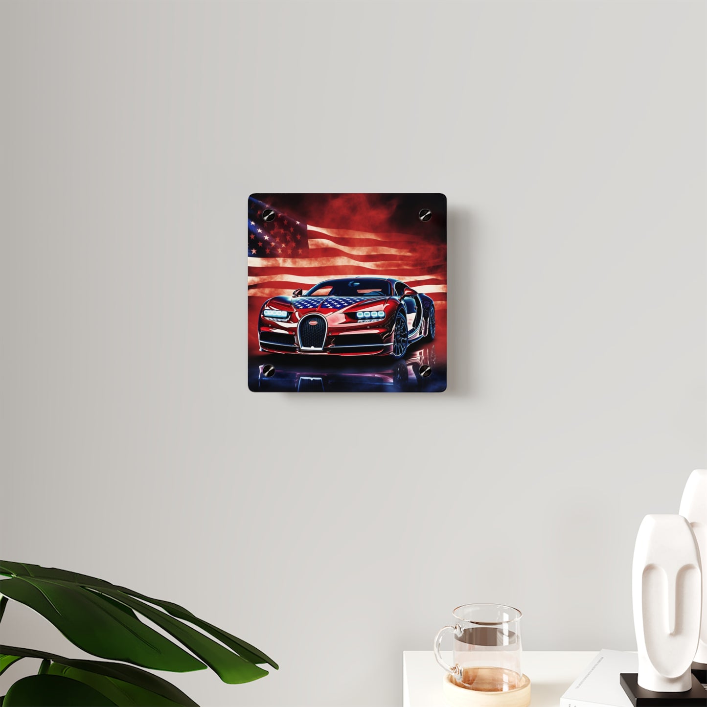 Acrylic Wall Art Panels Abstract American Flag Background Bugatti 3