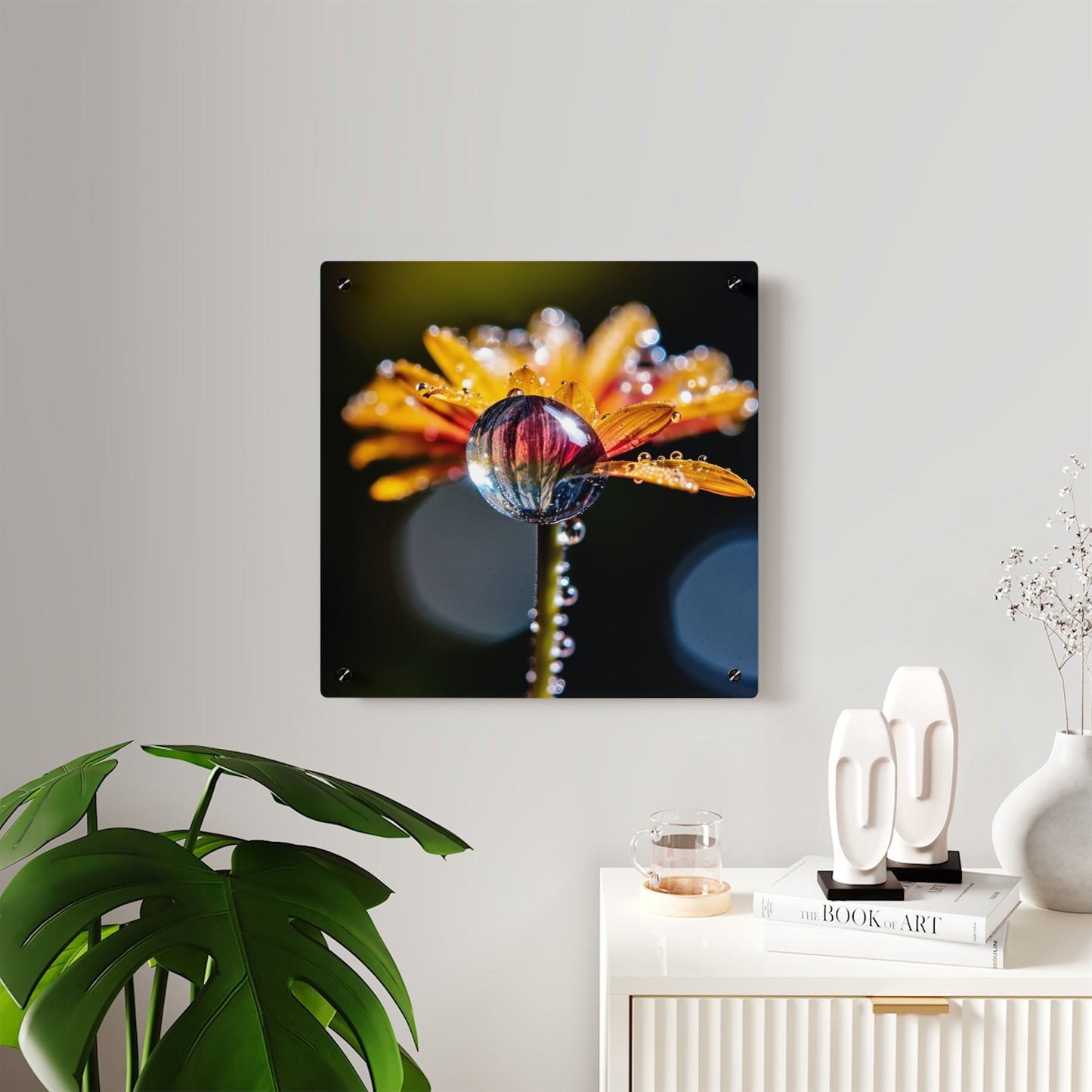 Acrylic Wall Art Panels Water drop Macro Flower 2