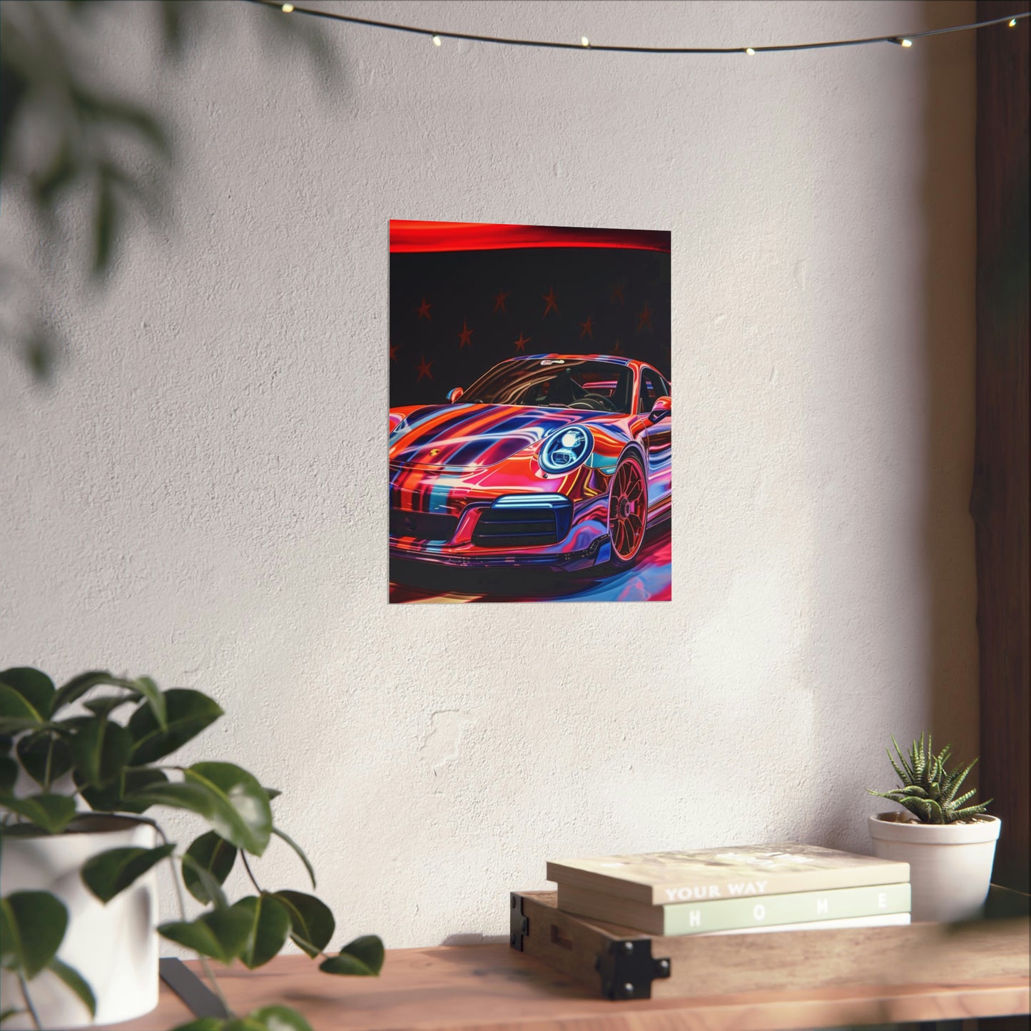 Premium Matte Vertical Posters American Flag Colored Porsche 2