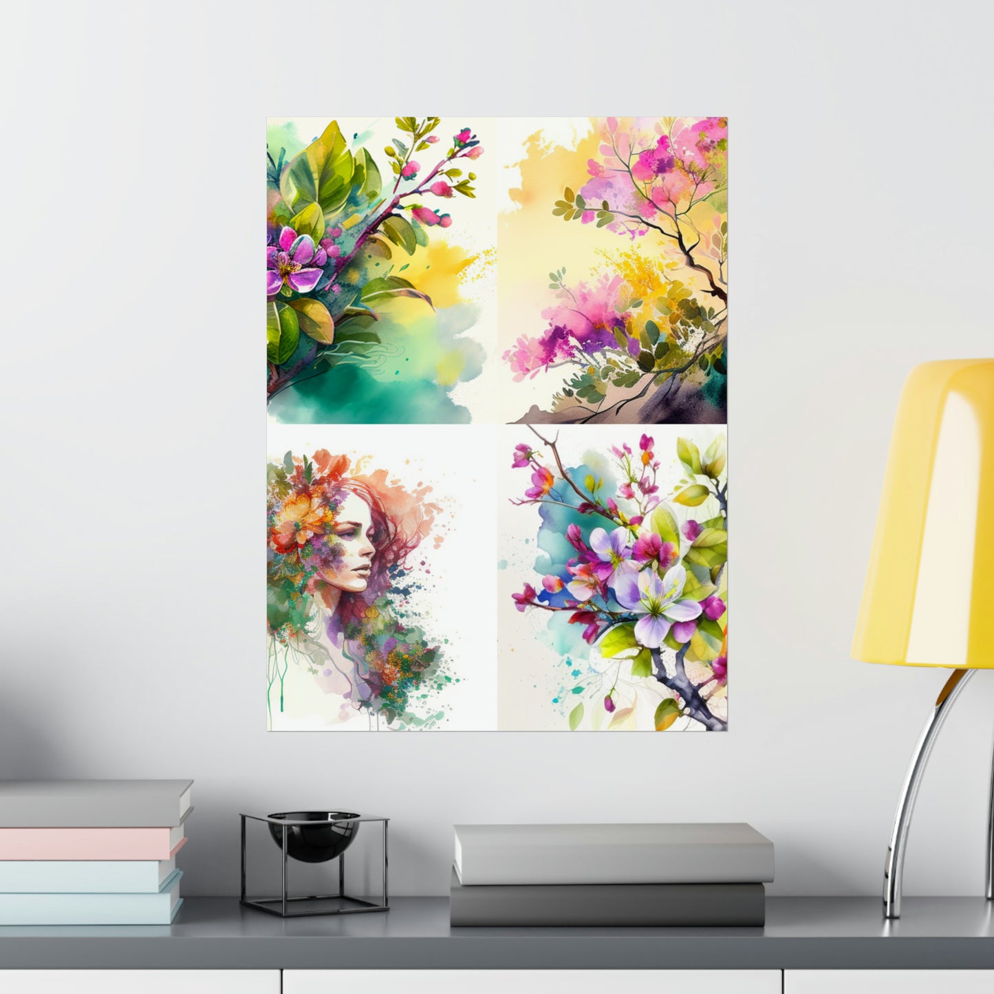 Premium Matte Vertical Posters Mother Nature Bright Spring Colors Realistic Watercolor 5