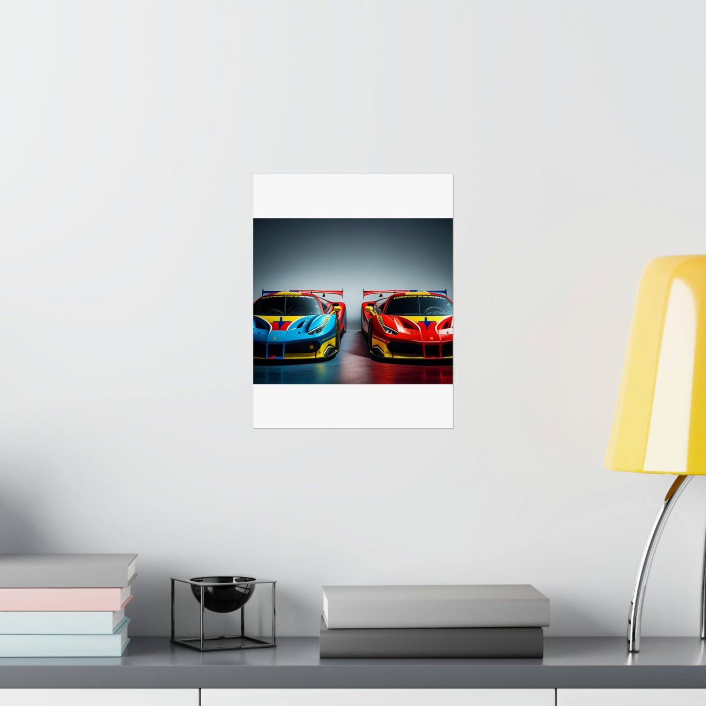 Premium Matte Vertical Posters Ferrari Red Blue 2