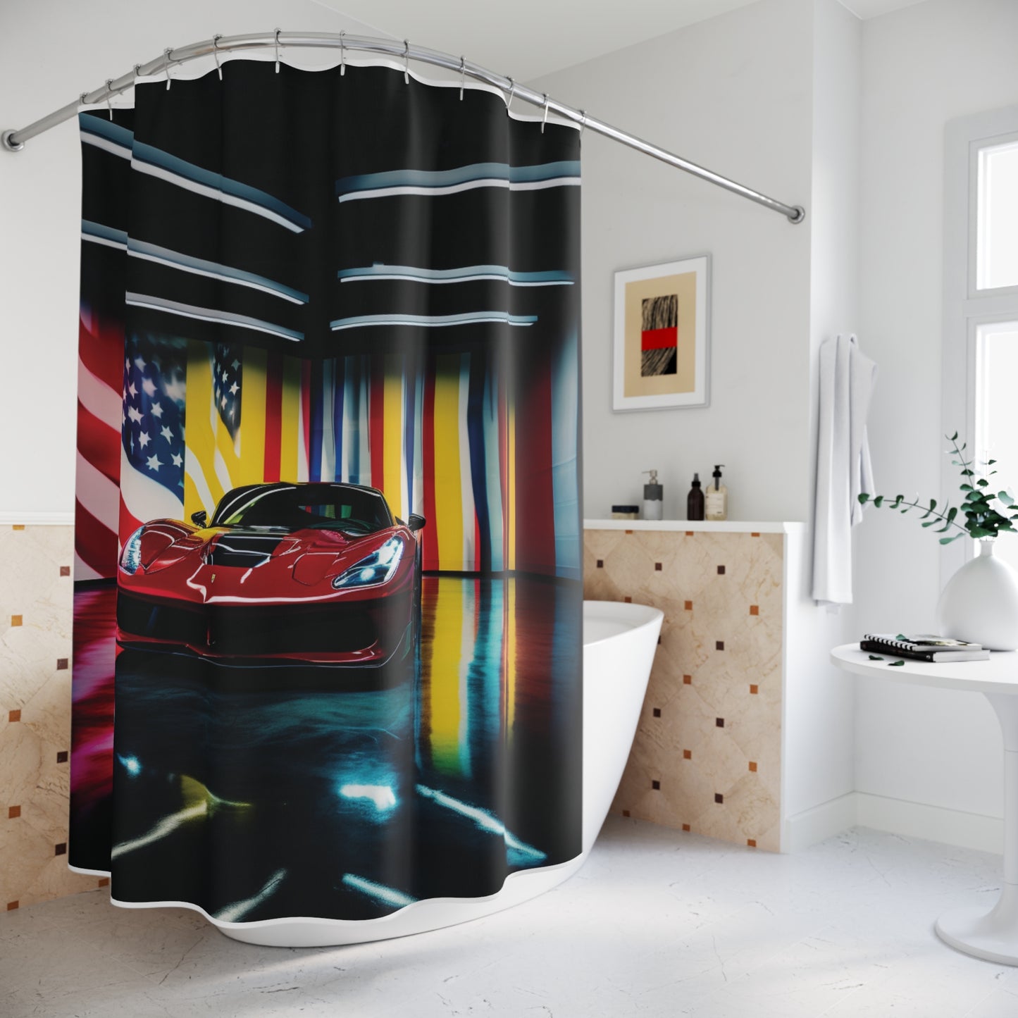 Polyester Shower Curtain Macro Flag Ferrari 2