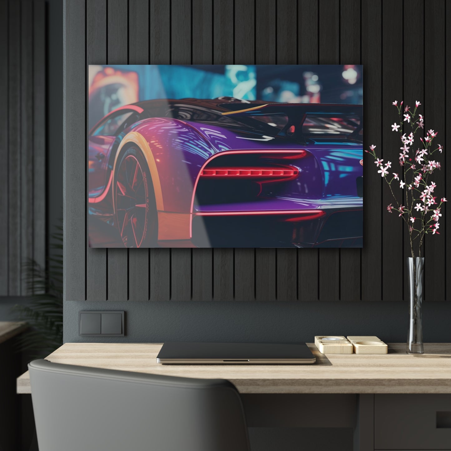 Acrylic Prints Hyper Bugatti Neon Chiron 3