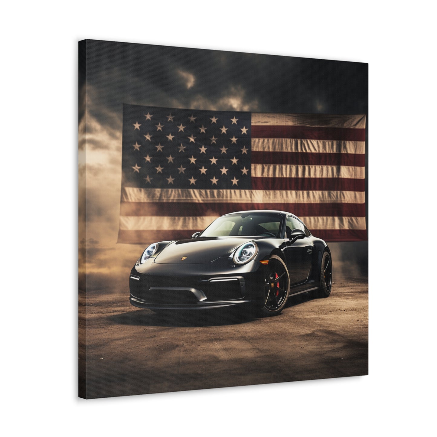 Canvas Gallery Wraps American Flag Background Porsche 4