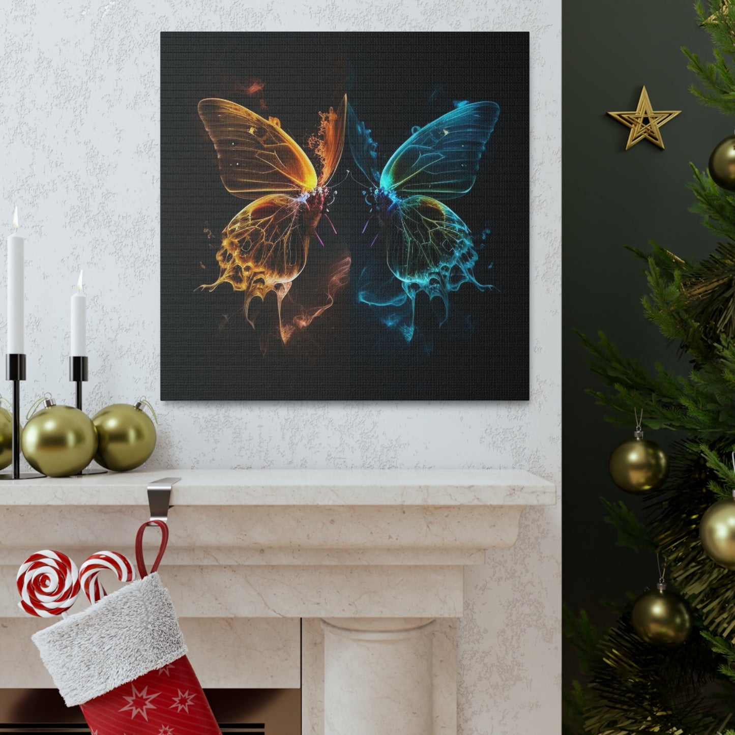 Canvas Gallery Wraps Kiss Neon Butterfly 1