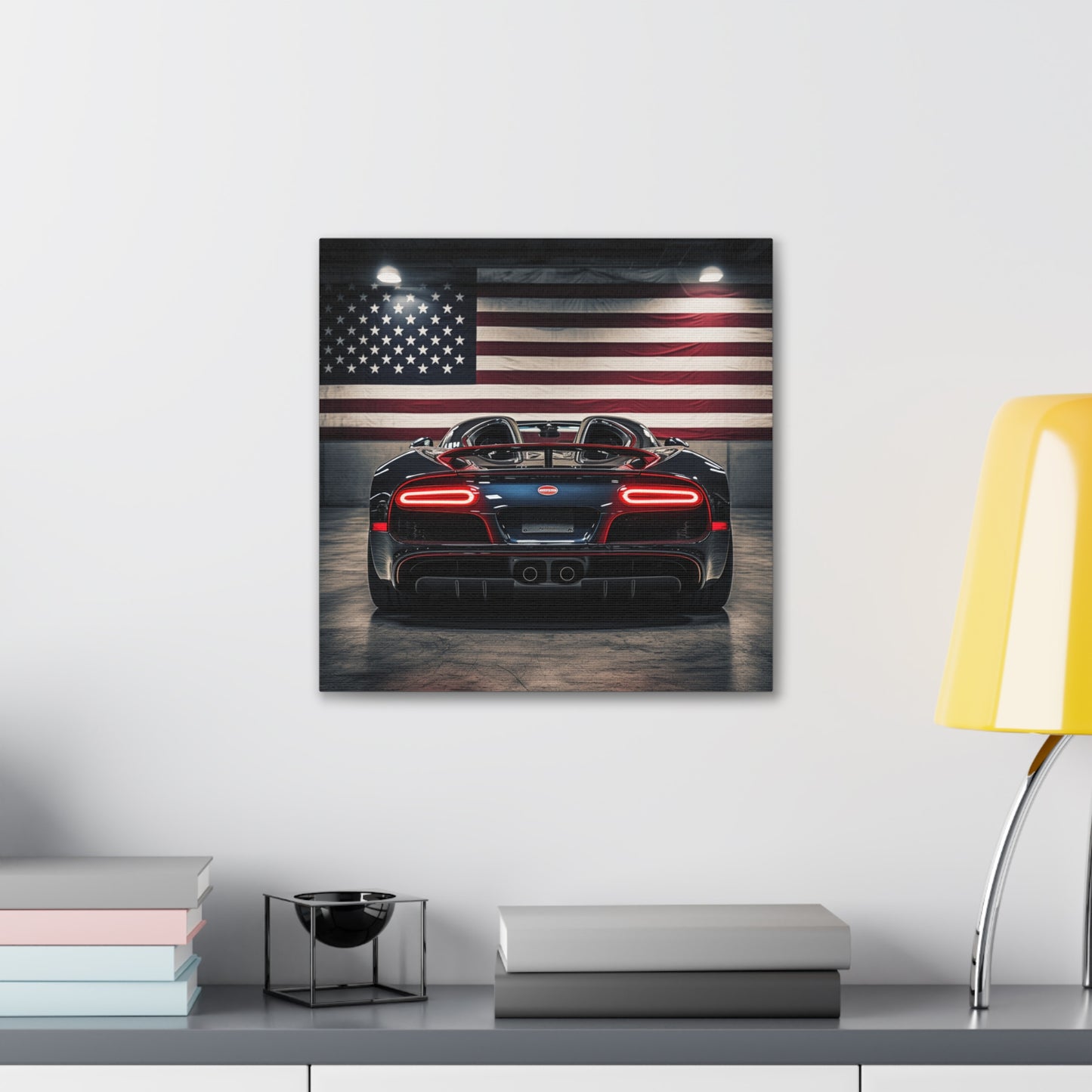 Canvas Gallery Wraps American Flag Background Bugatti 4