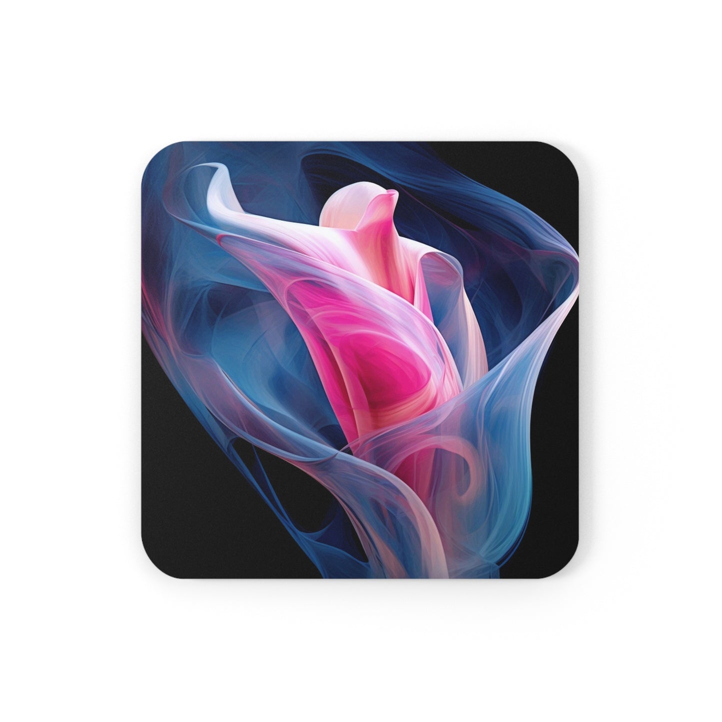 Corkwood Coaster Set Pink & Blue Tulip Rose 3