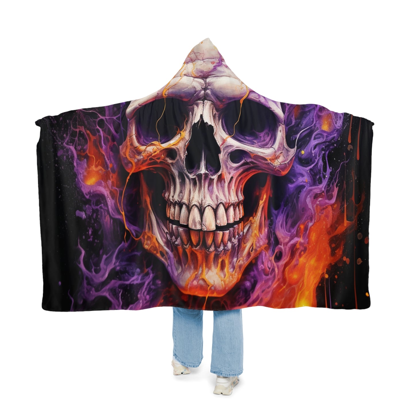 Snuggle Hooded Blanket Skull Flames 2