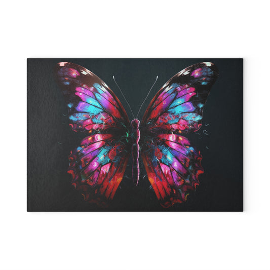 Glass Cutting Board Hyper Colorful Butterfly Macro 3