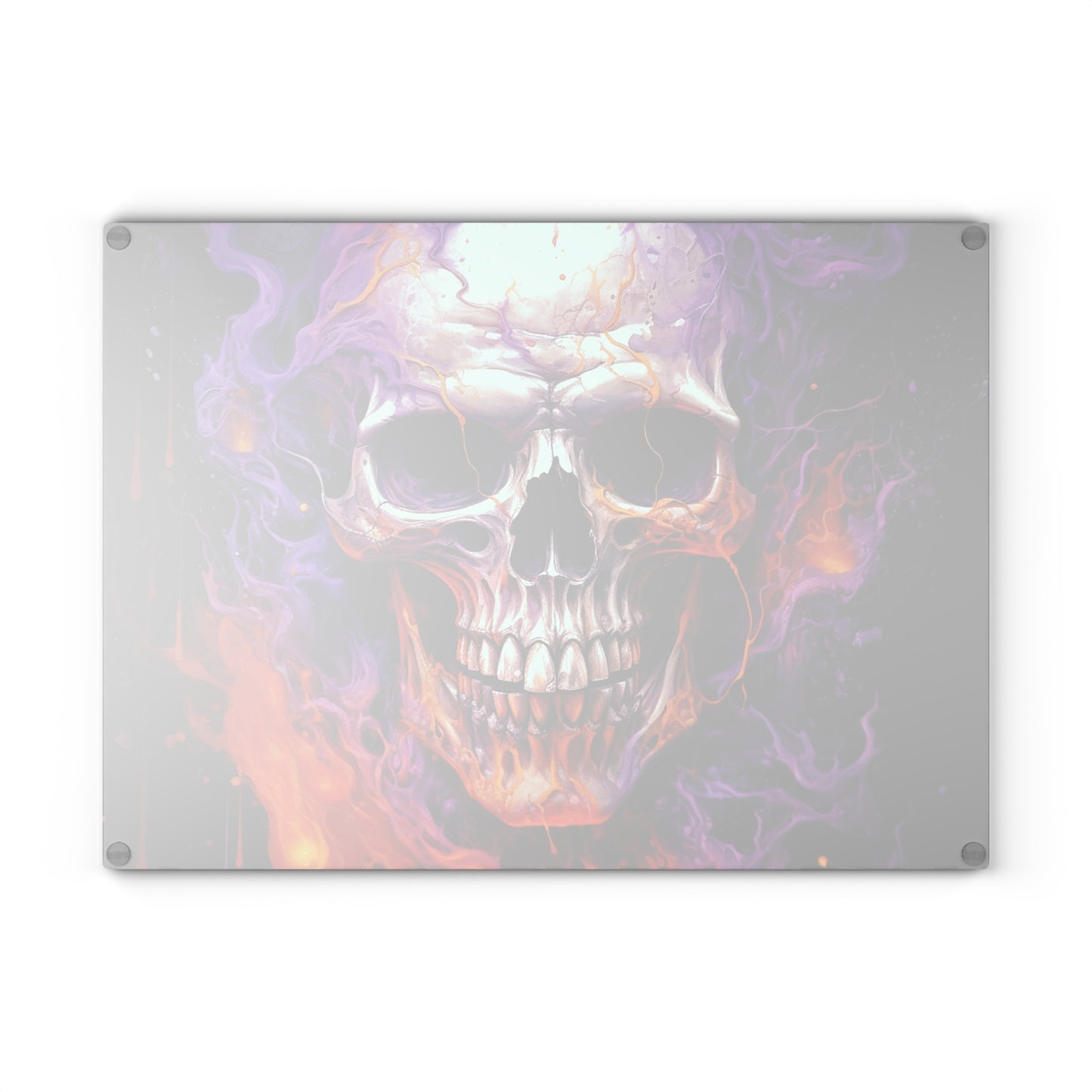 Glass Cutting Board Skull Flames 2