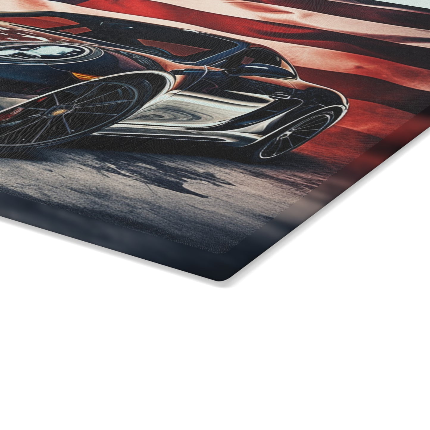 Glass Cutting Board Abstract American Flag Background Porsche 2