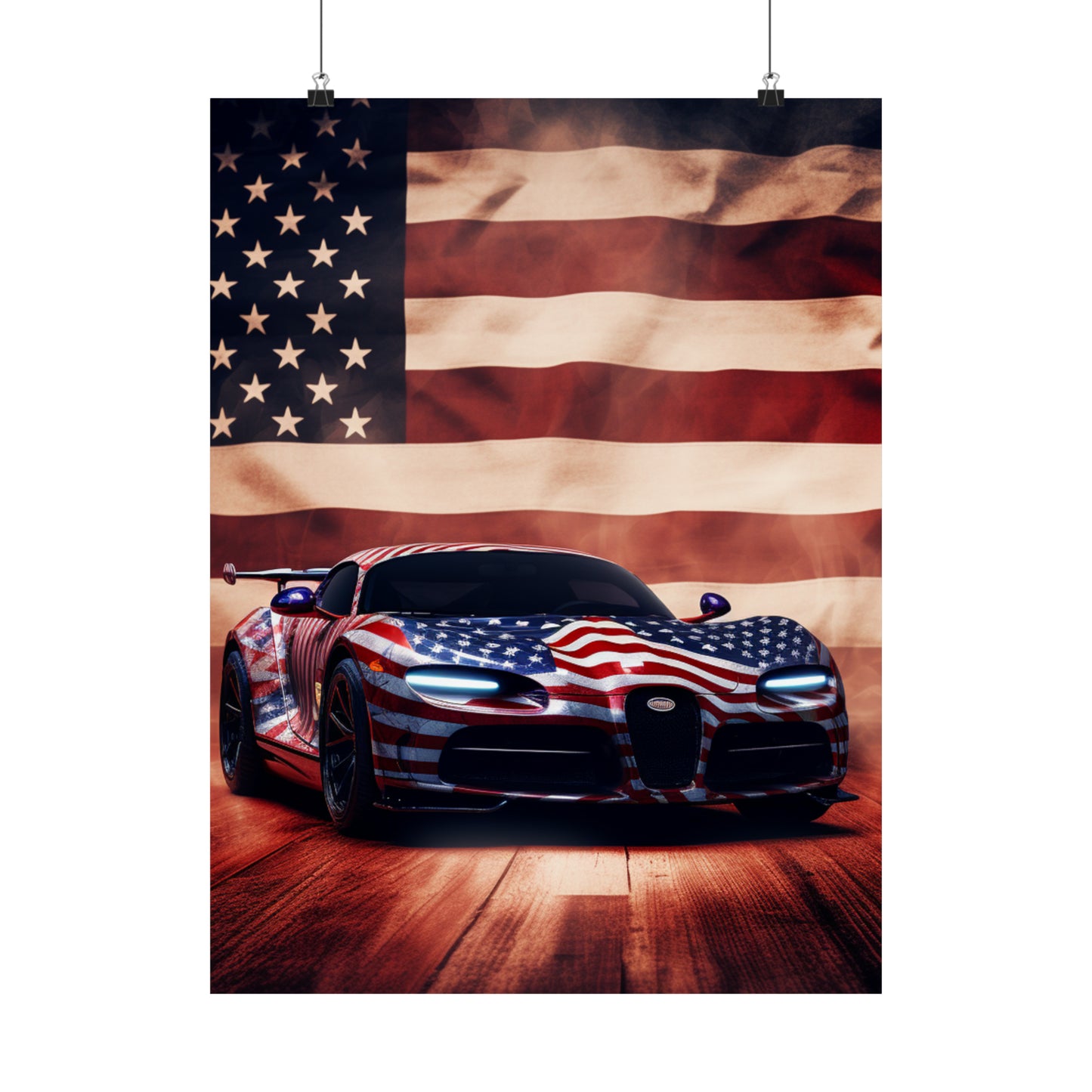 Premium Matte Vertical Posters Abstract American Flag Background Bugatti 2