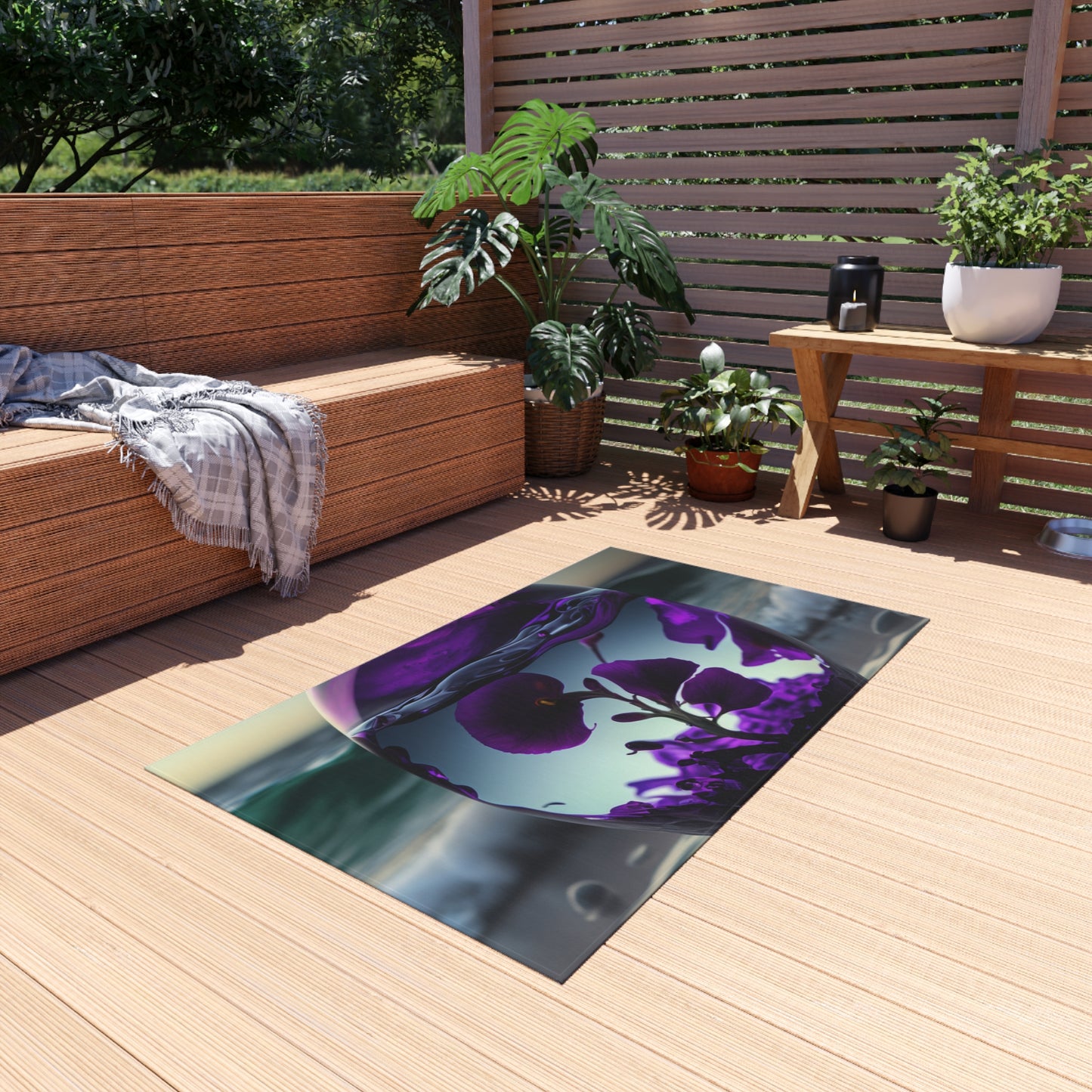 Outdoor Rug  Purple Sweet pea in a vase 4