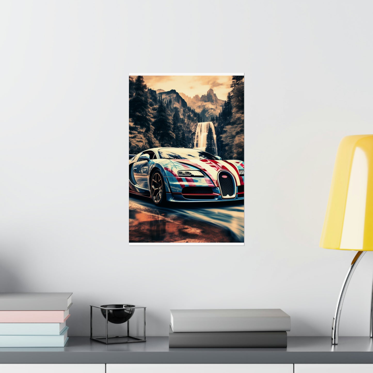 Premium Matte Vertical Posters Bugatti Waterfall 1