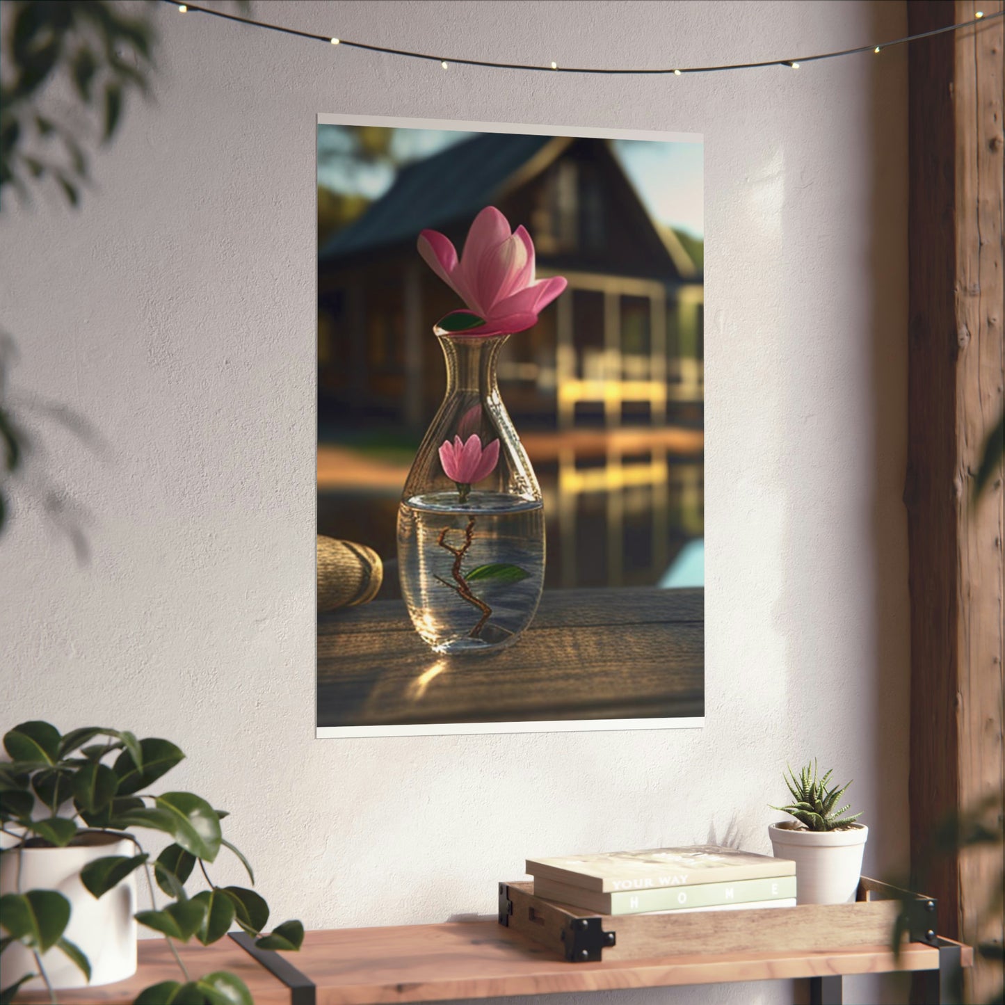 Premium Matte Vertical Posters Magnolia in a Glass vase 4