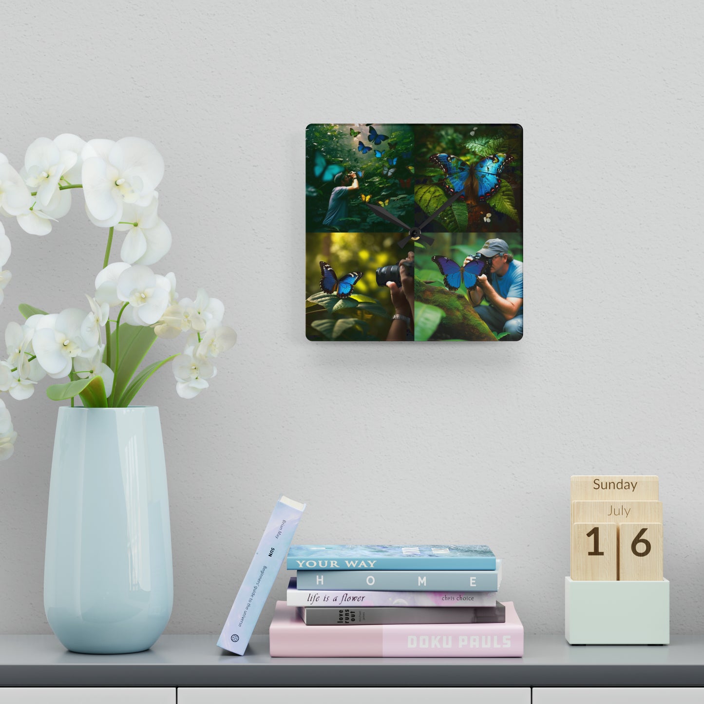 Acrylic Wall Clock Jungle Butterfly 5