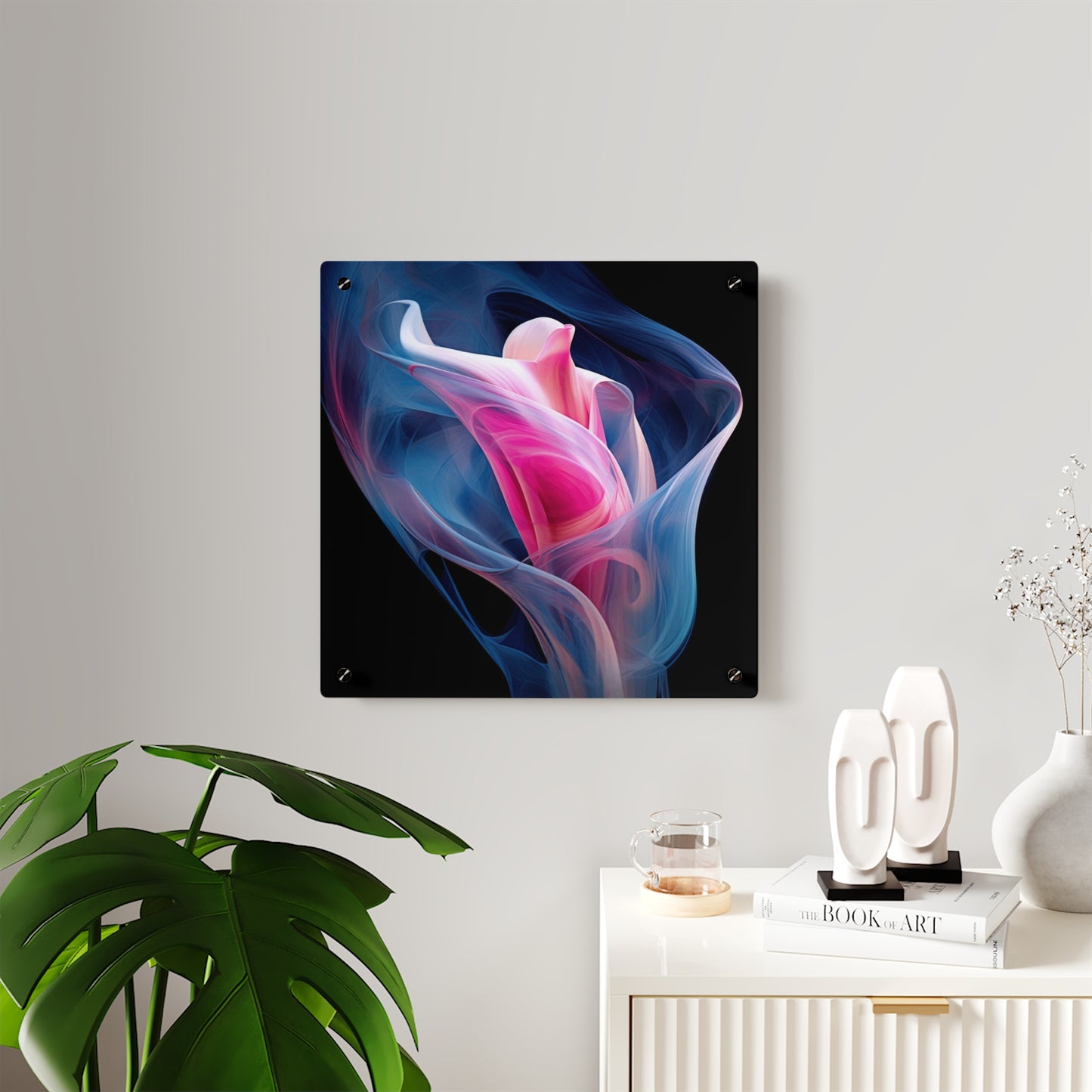 Acrylic Wall Art Panels Pink & Blue Tulip Rose 3