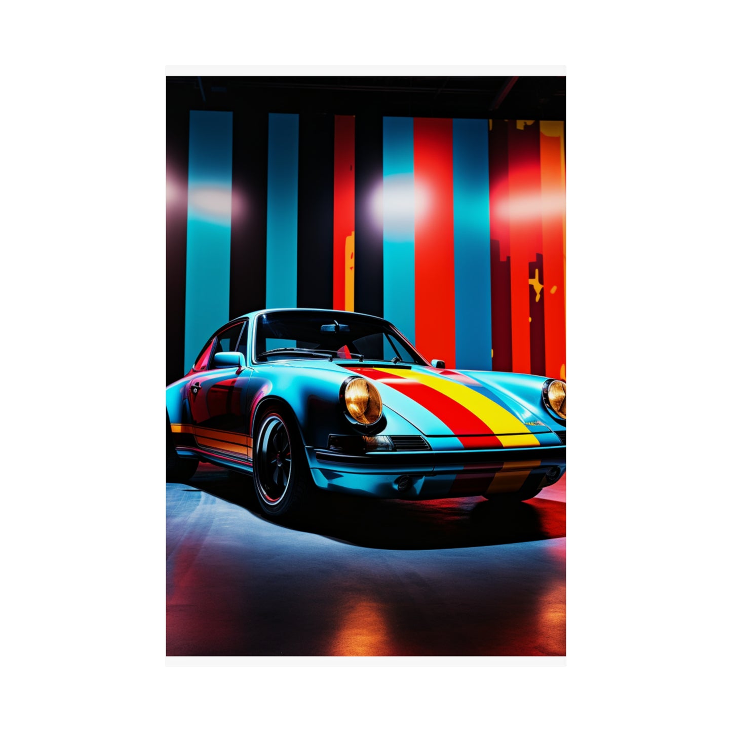 Premium Matte Vertical Posters Macro American Flag Porsche 3