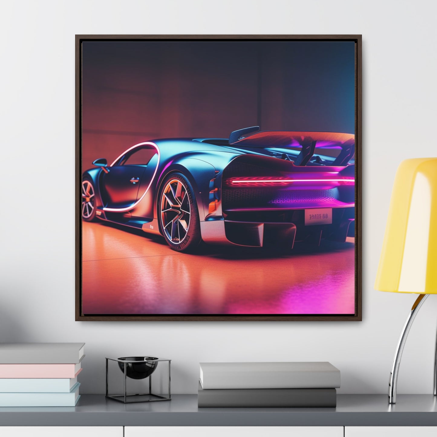 Gallery Canvas Wraps, Square Frame Hyper Bugatti Neon Chiron 2