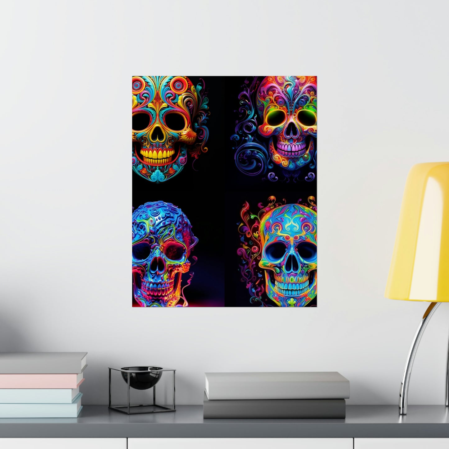 Premium Matte Vertical Posters Macro Skull Color 5