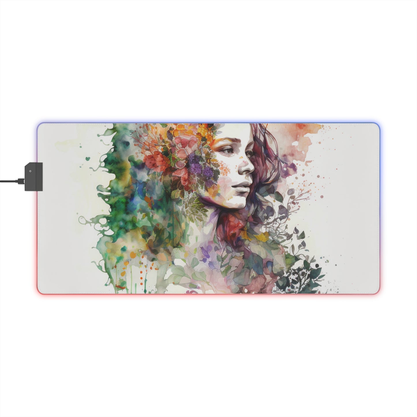 LED Gaming Mouse Pad Mother Nature Bright Spring Colors Realistic Watercolor 3