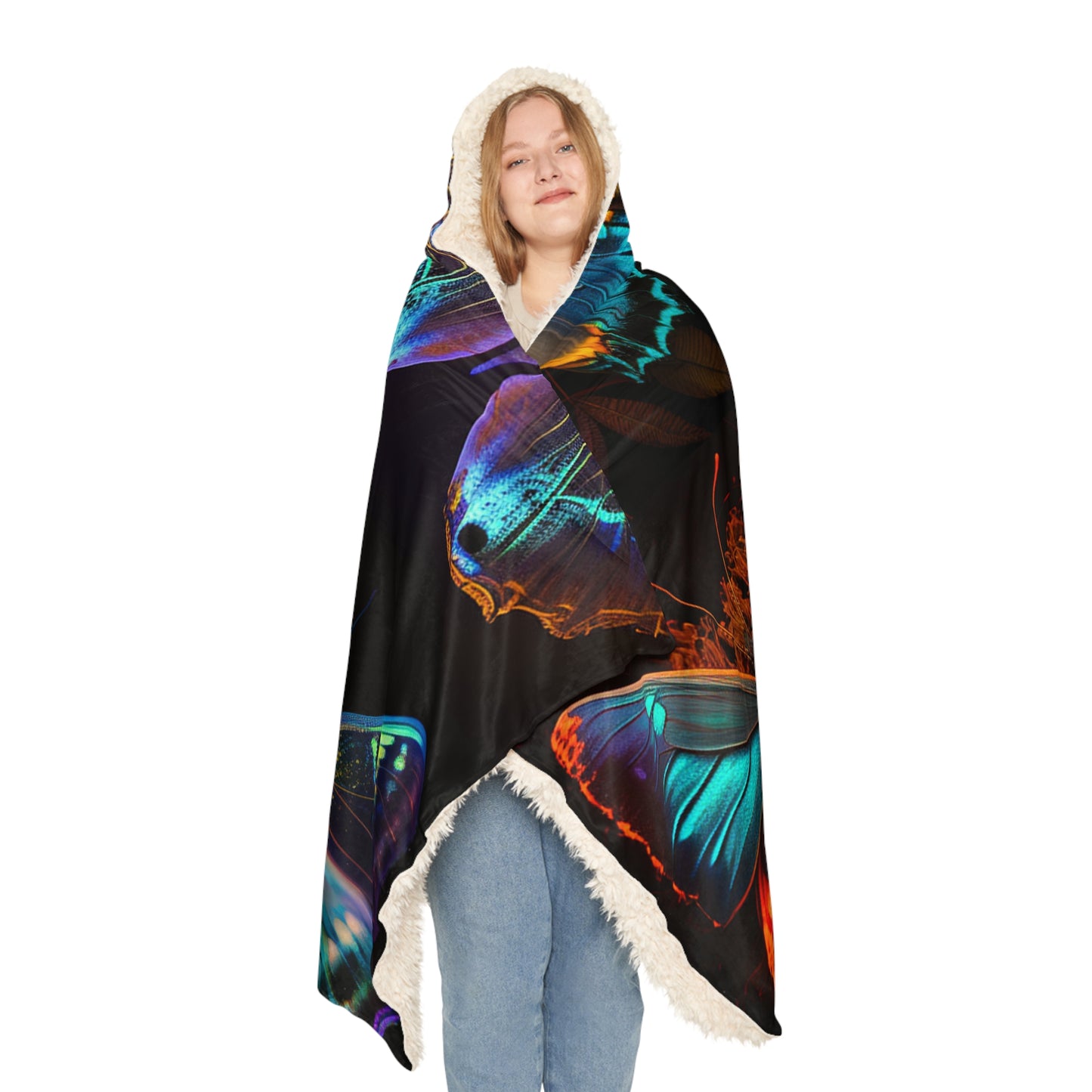 Snuggle Hooded Blanket Neon Butterfly Flair 5