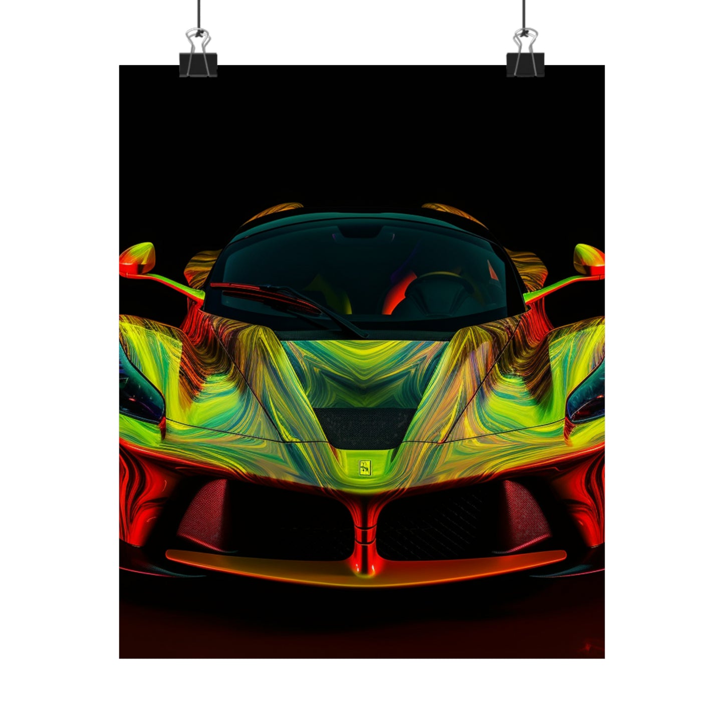 Premium Matte Vertical Posters Ferrari Neon 1