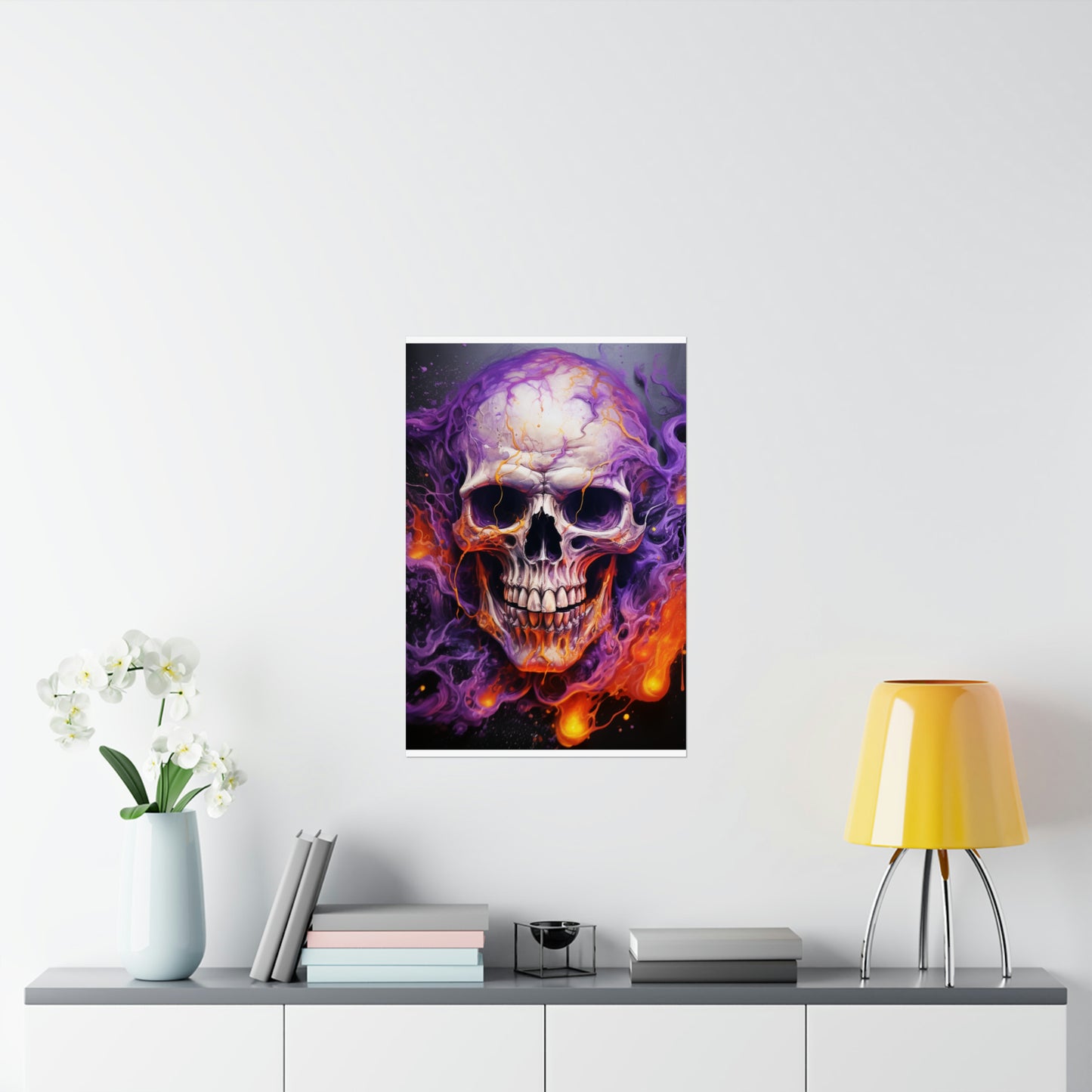 Premium Matte Vertical Posters Skull Flames 2