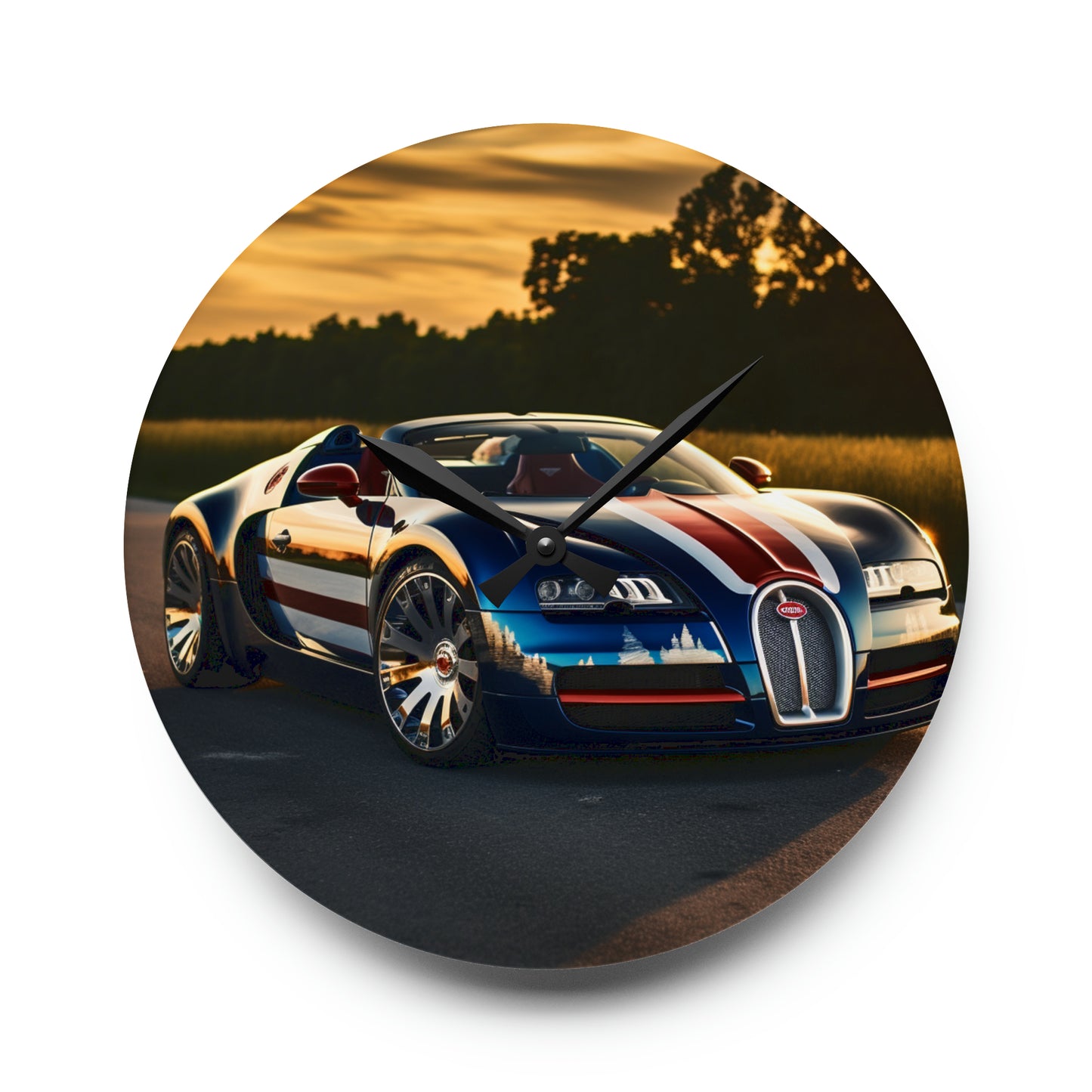 Acrylic Wall Clock Bugatti Flag American 3