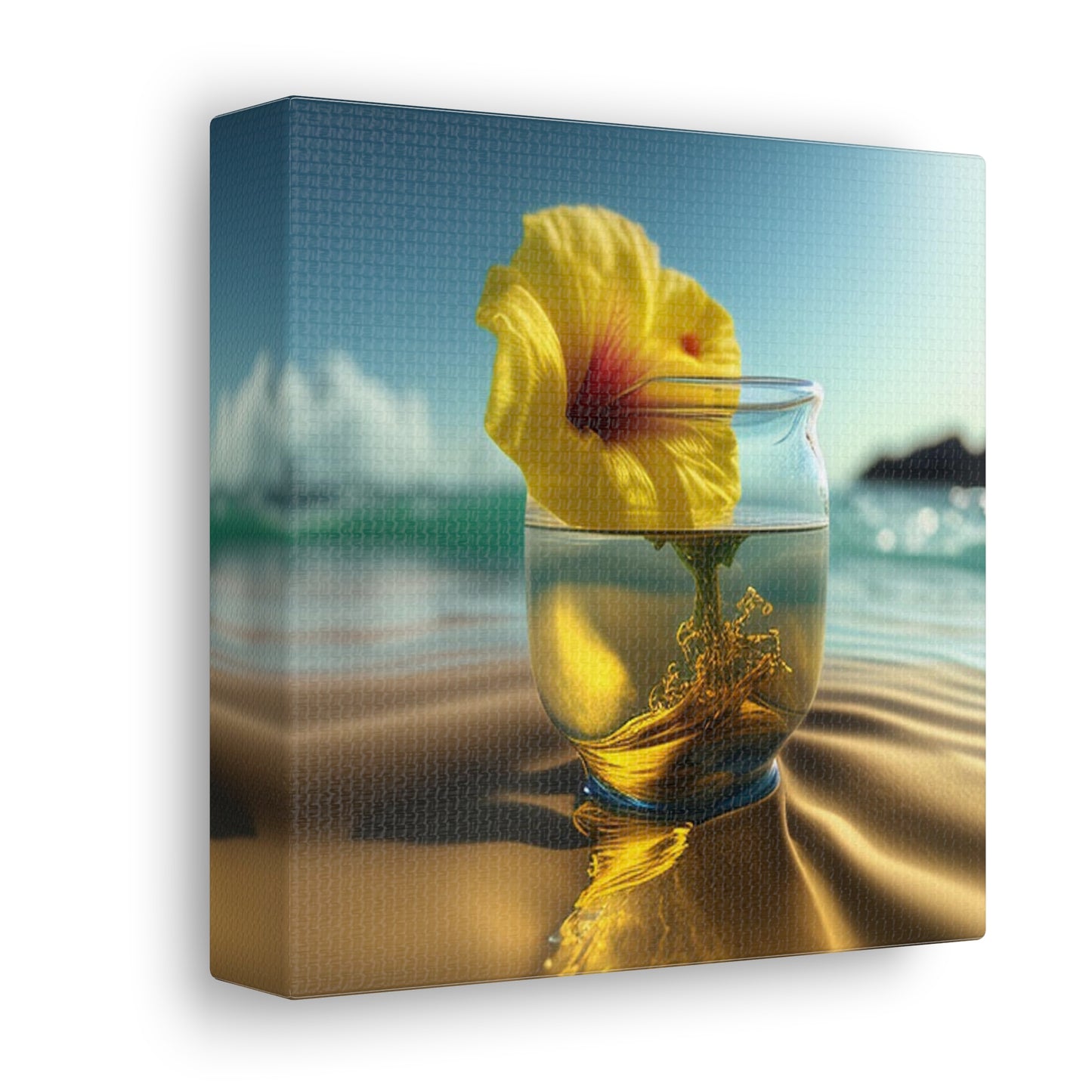 Canvas Gallery Wraps Yellow Hibiscus glass 1