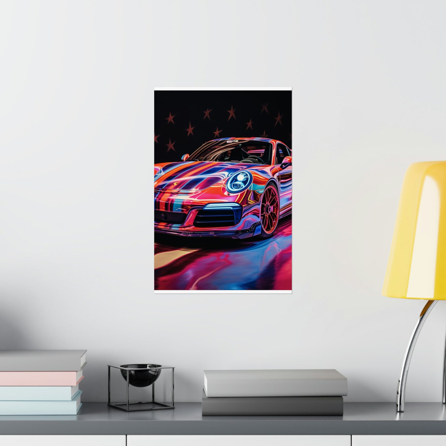 Premium Matte Vertical Posters Macro American Flag Porsche 4