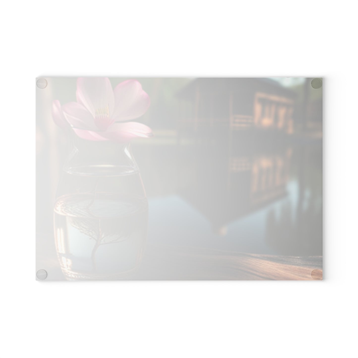 Glass Cutting Board Magnolia in a Glass vase 1