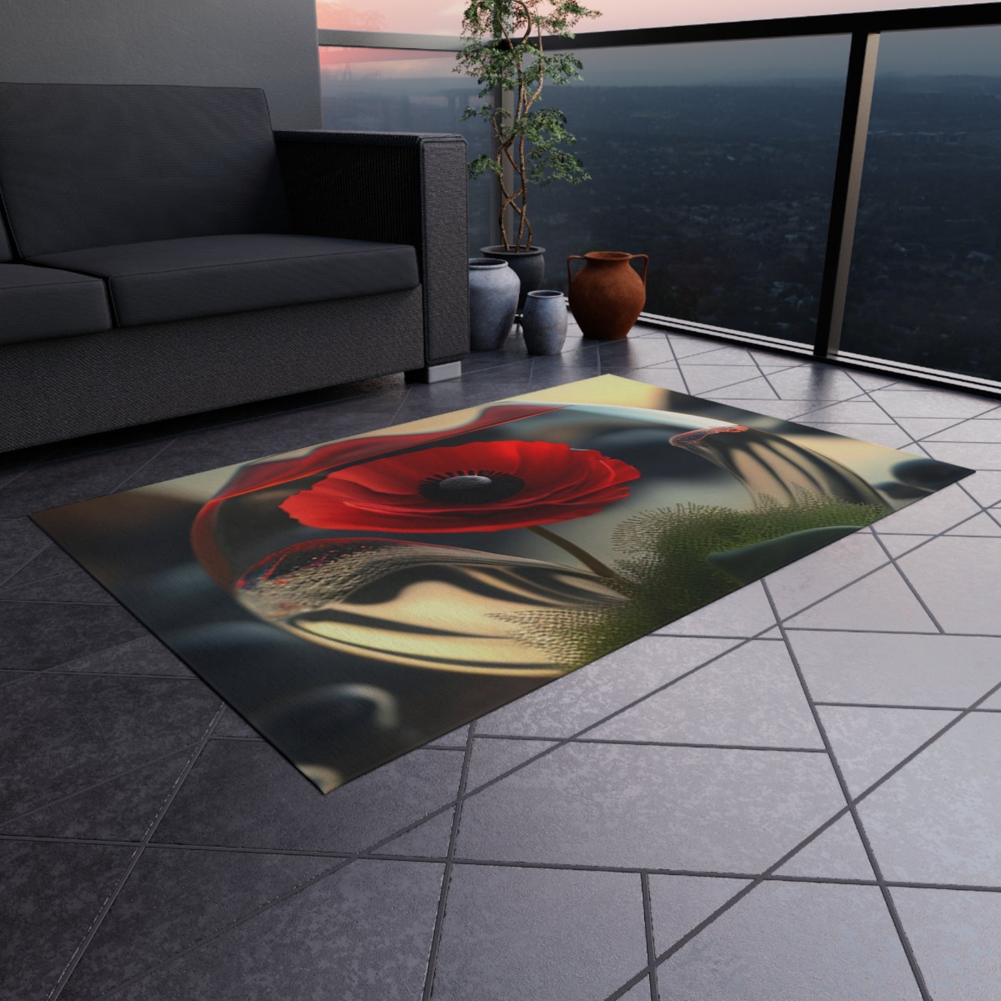 Outdoor Rug  Red Anemone in a Vase 3