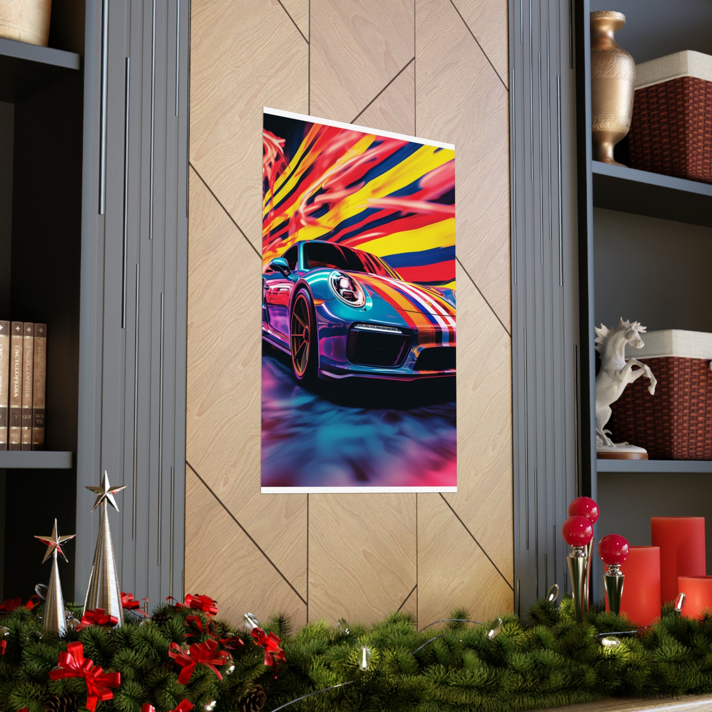 Premium Matte Vertical Posters Macro American Flag Porsche 2