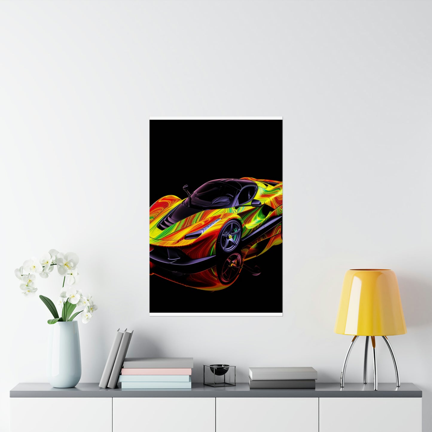 Premium Matte Vertical Posters Ferrari Neon 4